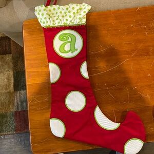 Mud pie stocking with letter A